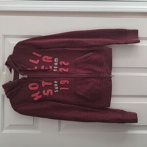 Hollister Zip Up Burgundy Hoodie XS